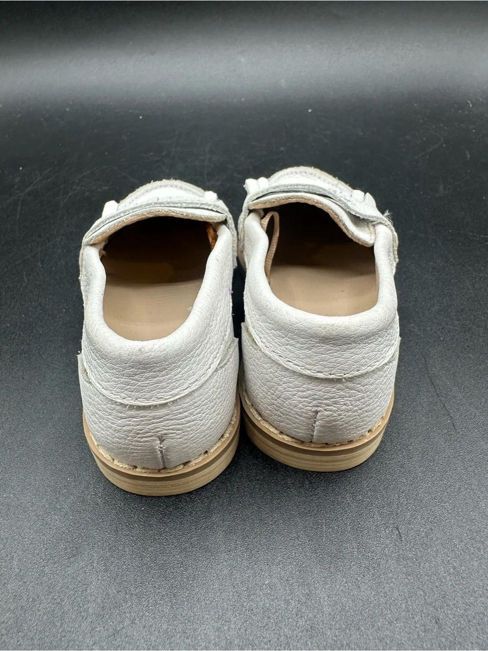 JANIE AND JACK White Leather Fringe Loafer Flats Toddler Size 4